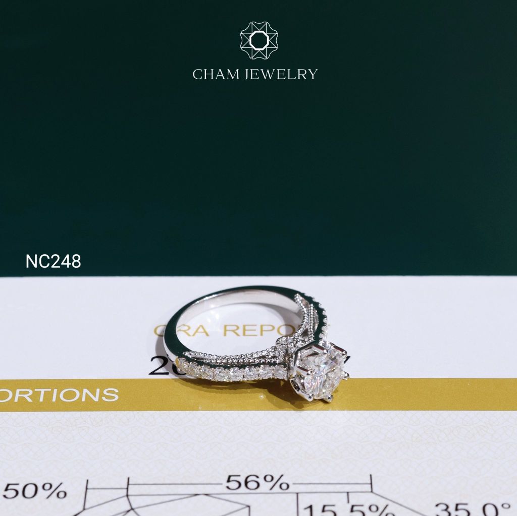 Nhẫn NC248 CHAM JEWELRY, Nhẫn Full Đá Moissanite Chủ 6.3mm (Barcode OCNN63)
