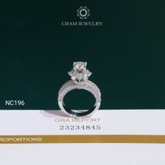 Nhẫn NC196 CHAM JEWELRY, Full Đá Moissanite Chủ 6.3mm (Barcode ONNU304)