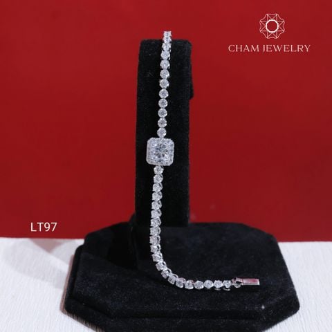 Lắc Tay LT97 CHAM JEWELRY, Lắc Tay Full Đá Chủ 6.5mm (Barcode TLT1411).