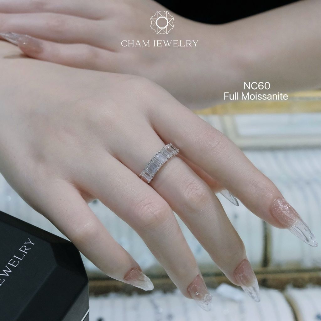 Nhẫn NC60 CHAM JEWELRY, Full Kim Cương Moissanite, Bản 5.0mm (Barcode ONNU82)