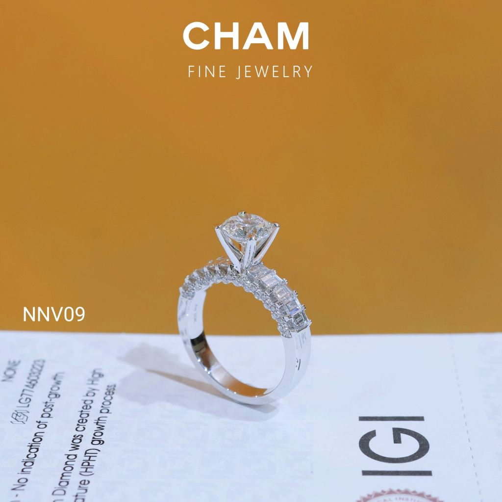 Nhẫn Nữ NNV09 Vàng 10k Chủ 6.3mm E VVS2 Kim Cương Lab Grown Diamond