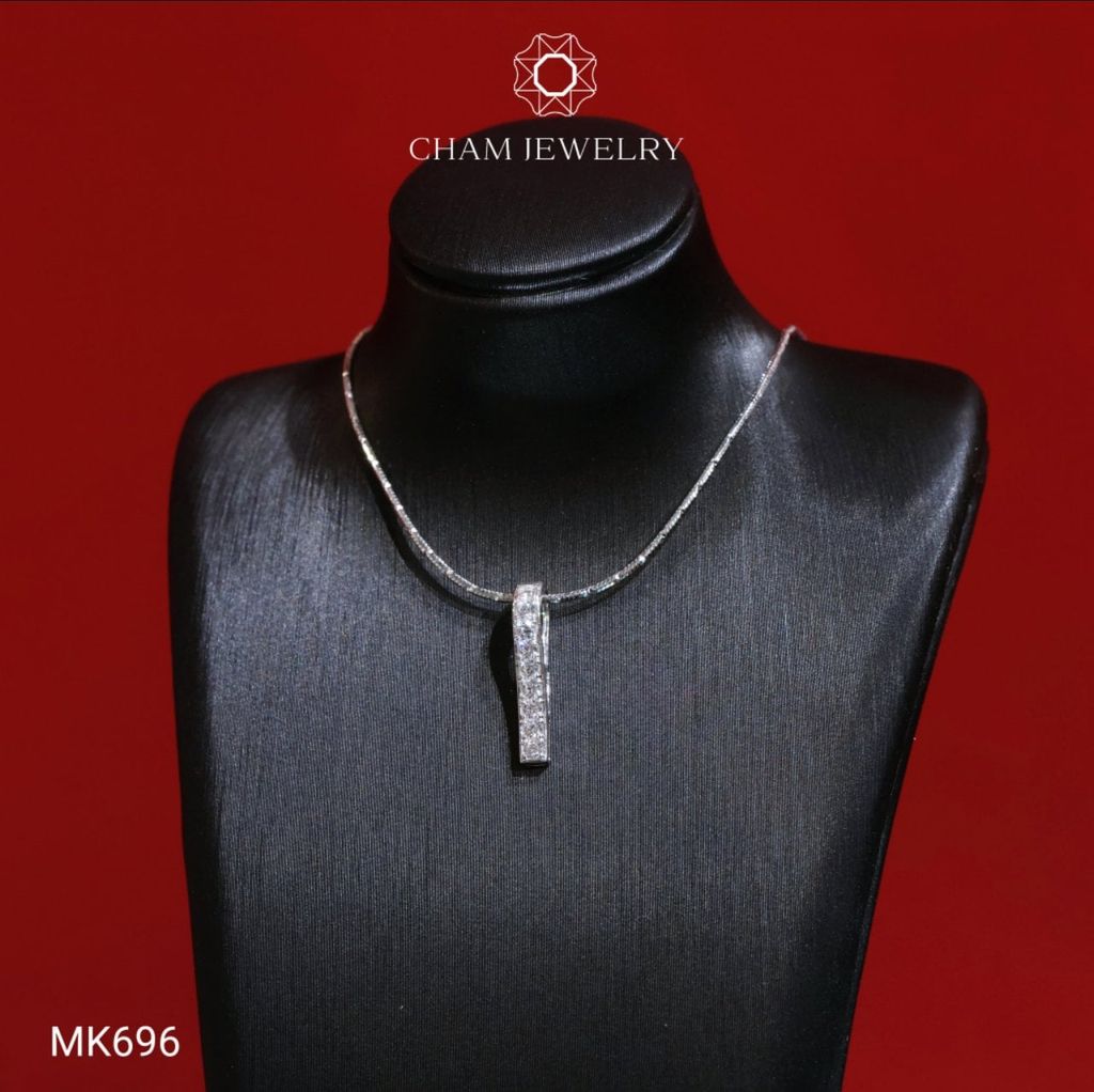 Mặt Dây Chuyền MK696 CHAM JEWELRY, Mặt Xỏ 1 Hàng Đá 2.0mm (Barcode TMX360).