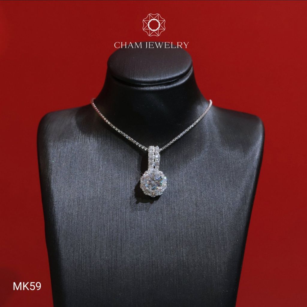 Mặt Dây Chuyền MK59 CHAM JEWELRY, Mặt Tròn Chủ 6.0mm (Barcode TVB200M)