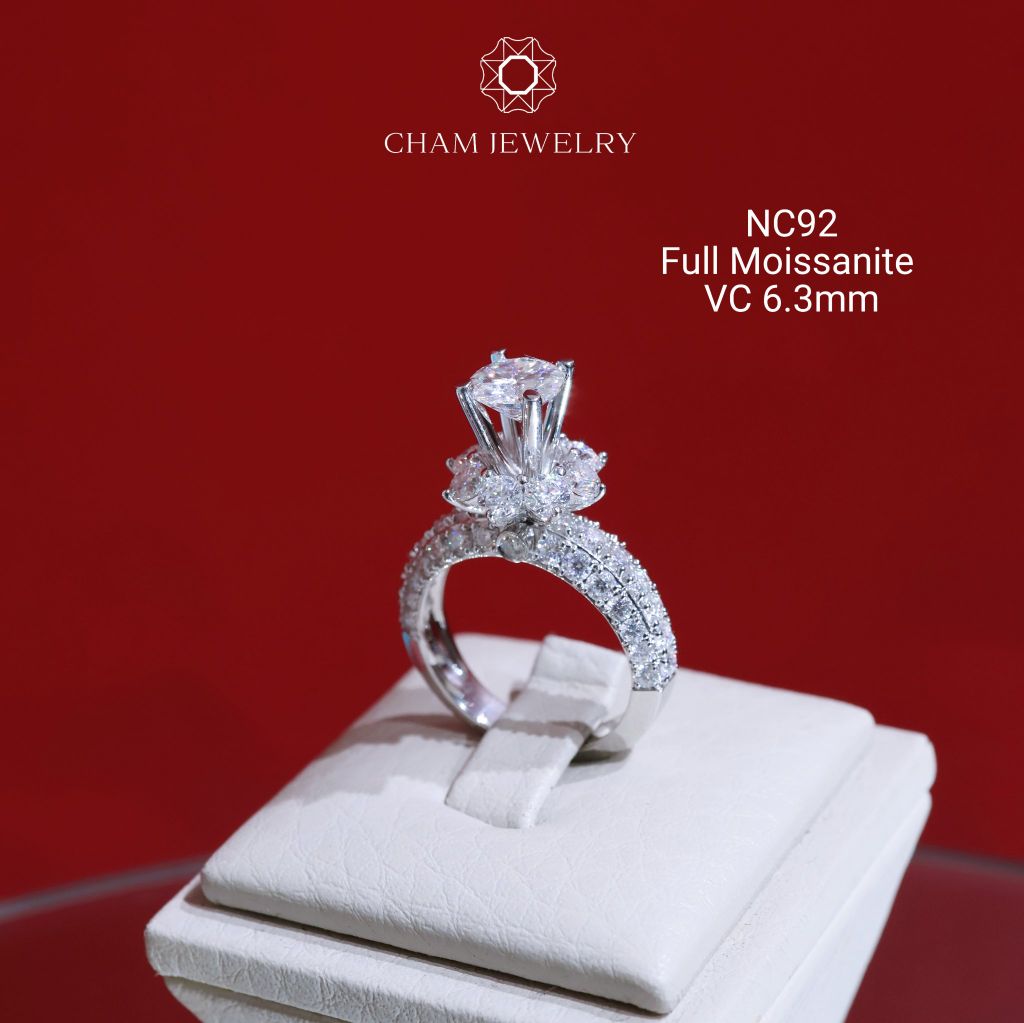 Nhẫn NC92 CHAM JEWELRY, Full Đá Moissanite, Chủ 7.2mm (Barcode ONNU60)