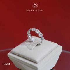 Nhẫn NM60 CHAM JEWELRY, Nhẫn Kim Tiền Full Đá, Bản 5.0mm (Barcode TNDT48)
