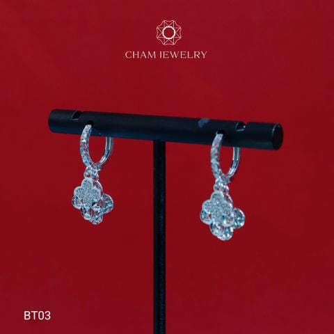 Hoa Tai CHAM JEWERLY BT03, Bông Tòn Ten 4 Lá (Barcode TBT788)