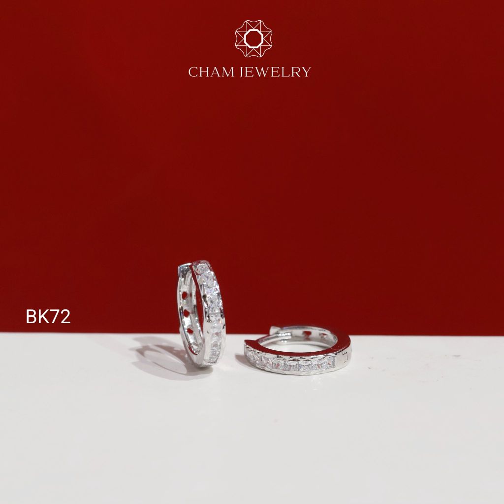 Hoa Tai BK72 CHAM JEWELRY, Hoa Tai Khoen Viền Chạm Máy Bản 2.5mm (Barcode TBK404).
