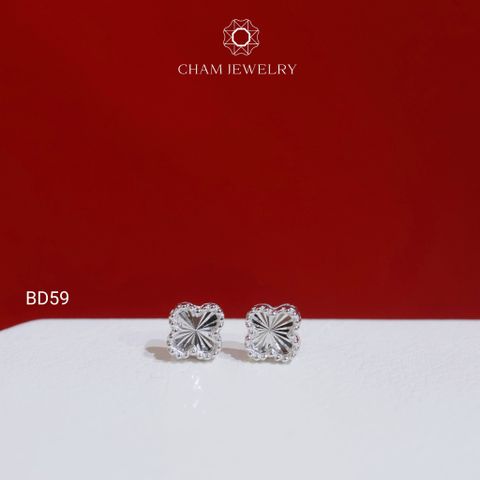 Hoa Tai BD59 CHAM JEWELRY, Hoa Tai Cỏ 4 Lá Bản 4.5mm (Barcode TBD1687).