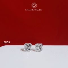 Hoa Tai BD59 CHAM JEWELRY, Hoa Tai Cỏ 4 Lá Bản 4.5mm (Barcode TBD1687).