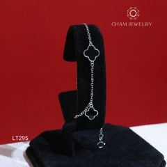 Lắc Tay LT295 CHAM JEWELRY, Lắc Cỏ 4 Lá Đen Kiểu Bảng 9.0mm( Barcode CLACY163).