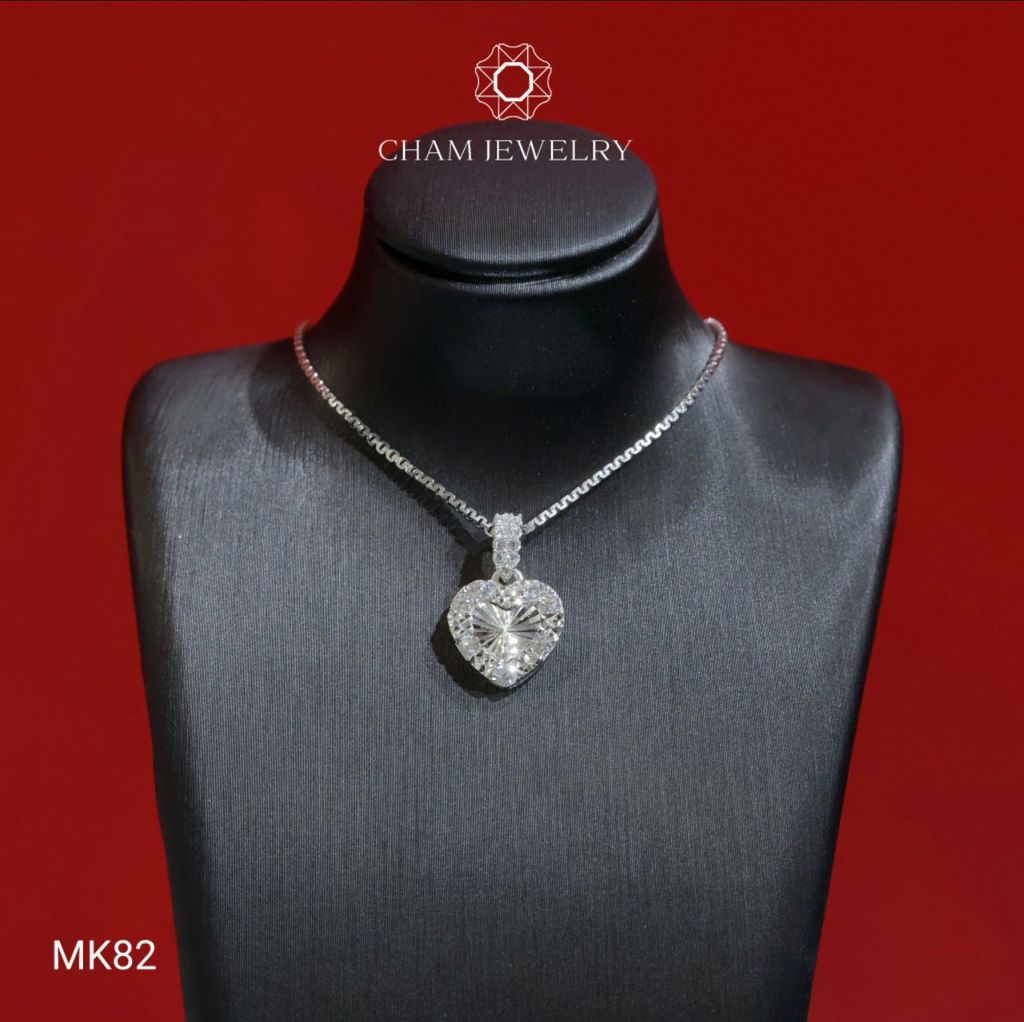 Mặt Dây Chuyền MK82 CHAM JEWERLY, Mặt Tim Viền Đá  (Barcode TMX351).