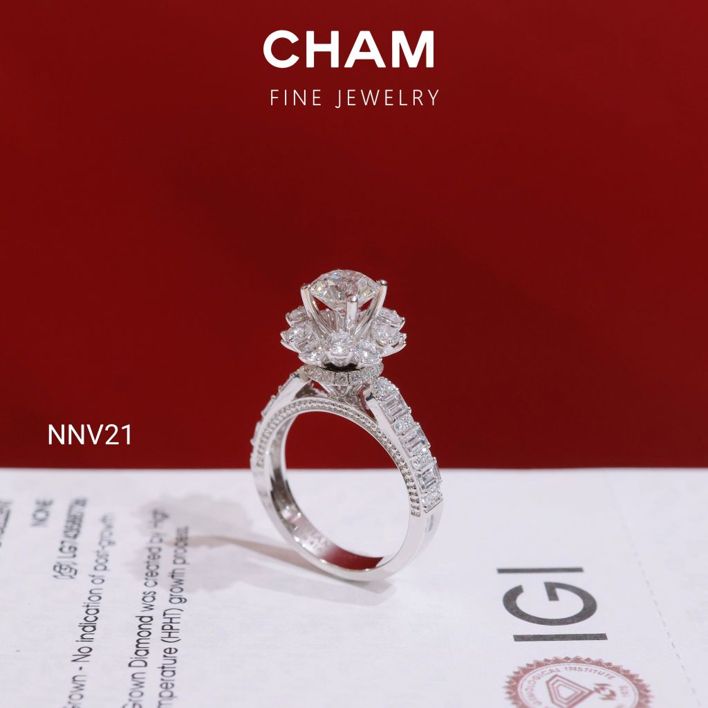 Nhẫn Nữ NNV21 Chủ 6.3mm Vàng 10k Kim Cương Lab Grown Diamond