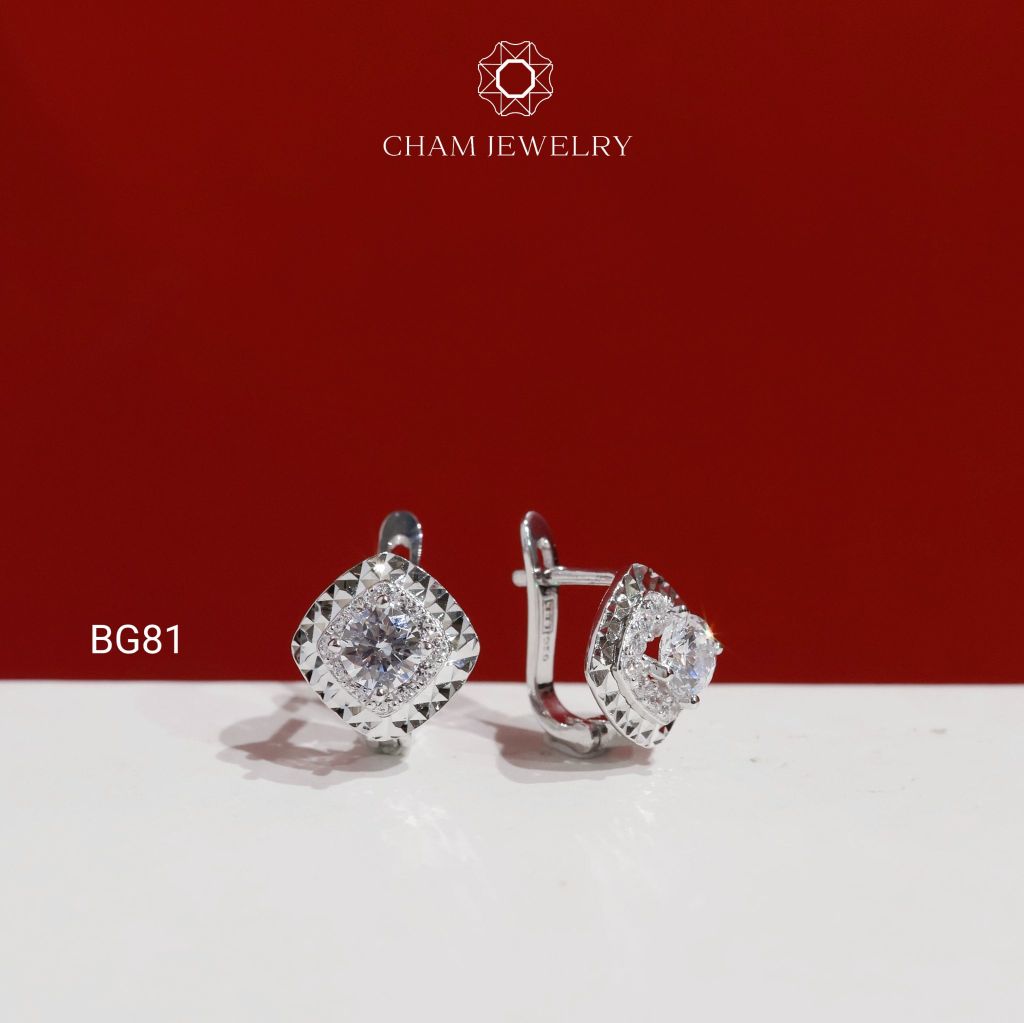 Hoa Tai BG81 CHAM JEWELRY, Hoa Tai Viền Chạm Máy Chủ 4.5mm (Barcode TBG1058).