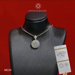 Mặt Dây Chuyền MC24 CHAM JEWELRY , Mặt Hoa Tròn Chủ Moissanite 6.0mm (Barcode TVM73).