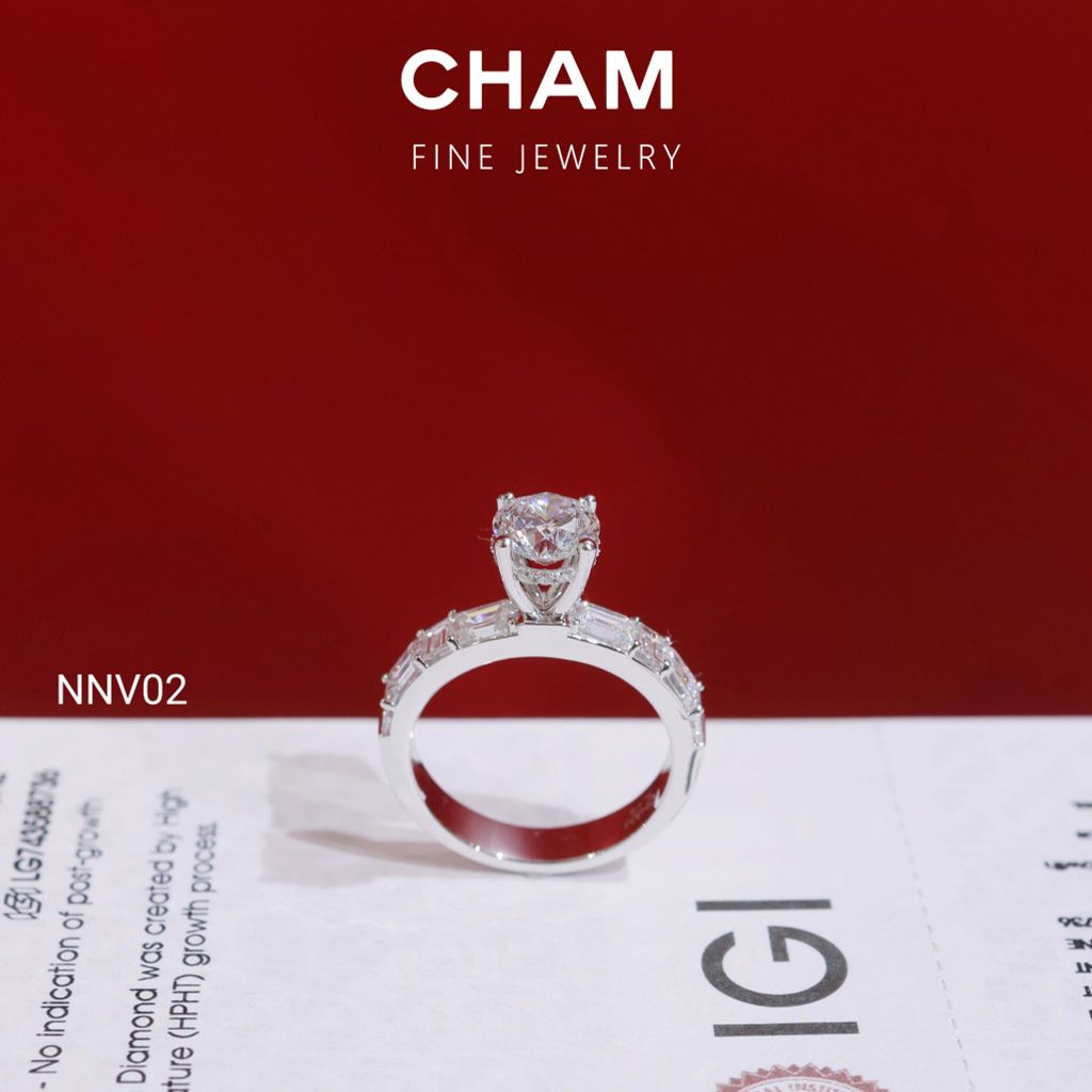 Nhẫn Nữ NNV02 Chủ 6.3mm Vàng 10k Kim Cương Lab Grown Diamond