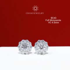 Hoa Tai CHAM JEWELRY BC43, Full Moissanite Chủ 4.5mm (Barcode OB08)