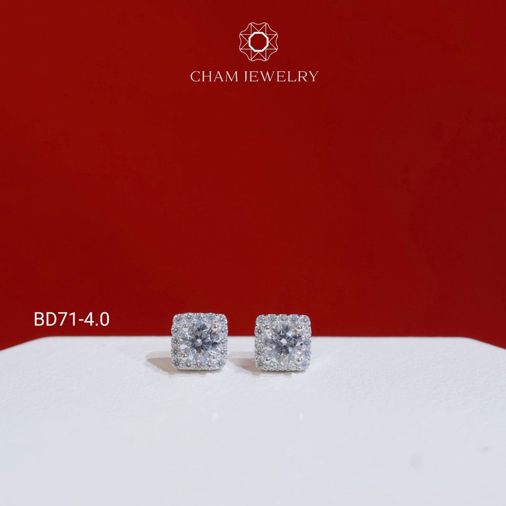 Hoa Tai BD71 CHAM JEWELRY , Hoa Tai Vuông Chủ 5.0mm ( Barcode TBD104 - TBD105).