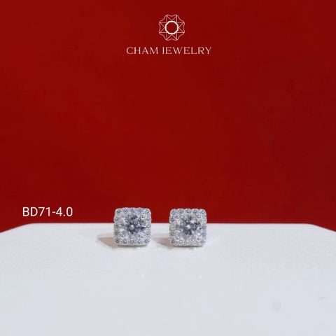 Hoa Tai BD71 CHAM JEWELRY , Hoa Tai Vuông Chủ 5.0mm ( Barcode TBD104 - TBD105).