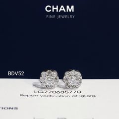 Hoa Tai BDV52 Vàng 10k Chủ 4.0mm Kim Cương Lab Grown Diamond (Barcode BT174)