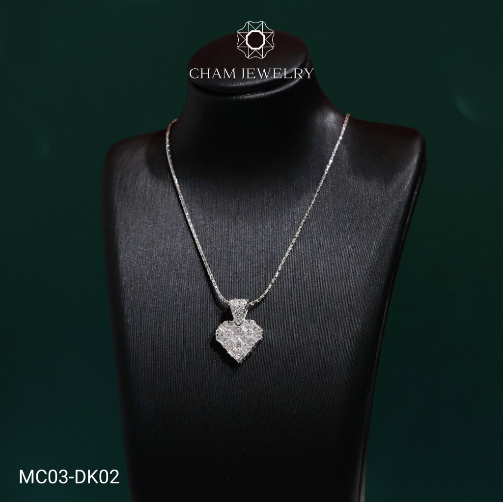 Dây Chuyền MC03-DK02 CHAM JEWELRY, Mặt Trái Tim Full Moissanite  (Barcode TFM17).