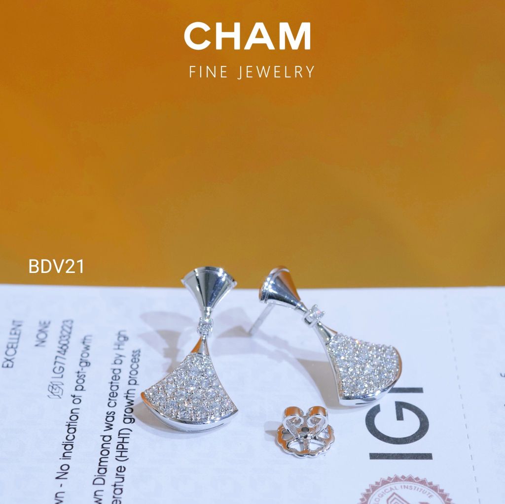 Hoa Tai BDV21 Vàng 10k Kim Cương Lab Grown Diamond