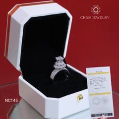 Nhẫn NC145 CHAM JEWELRY, Full Đá Moissanite Chủ 6.3mm (Barcode ONNU144).