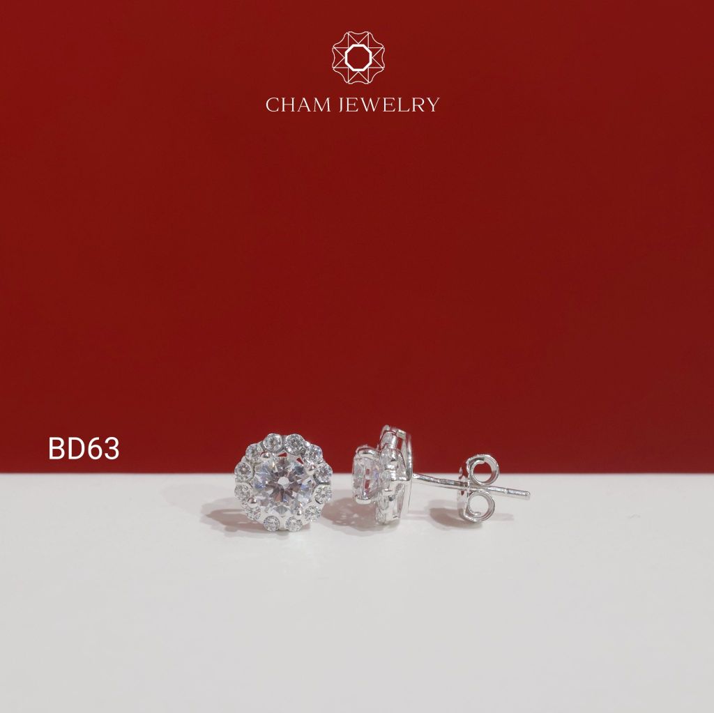 Hoa Tai BD63 CHAM JEWELRY, Hoa Tai Chủ 5.0mm (Barcode TBD1597).