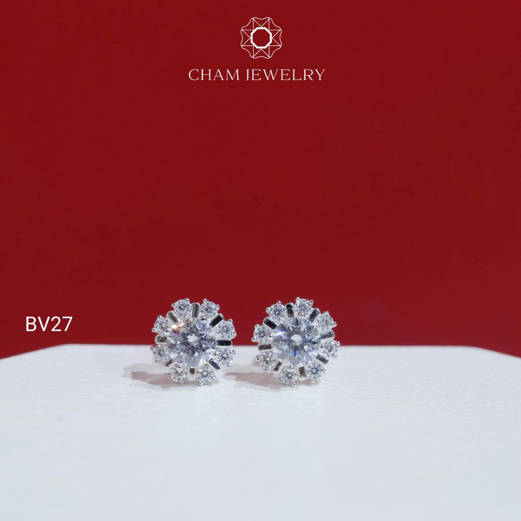 Hoa Tai BV27 CHAM JEWELRY , Chủ 5.0mm ( Barcode TBV292).