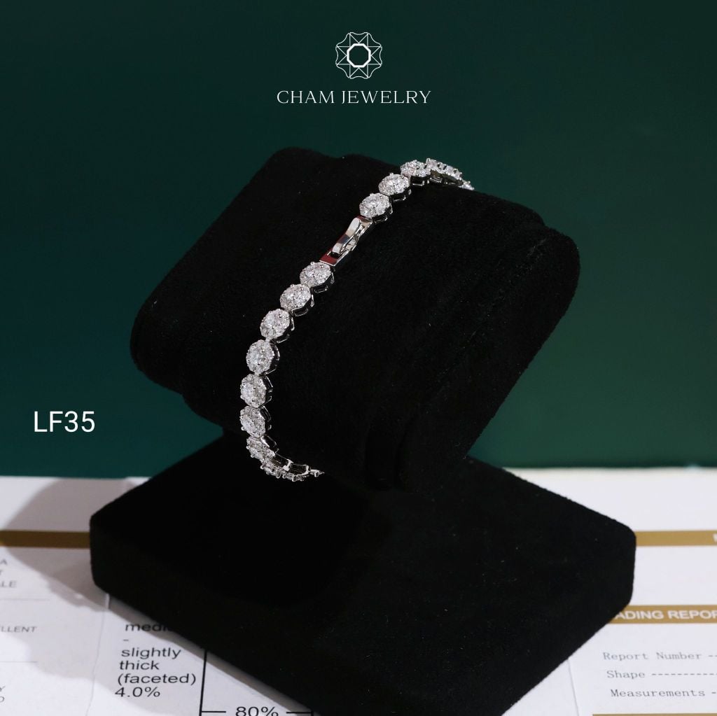 Lắc Tay LF35 CHAM JEWELRY, Full Moissanite Cao Cấp 3.0mm (Barcode OCL05)