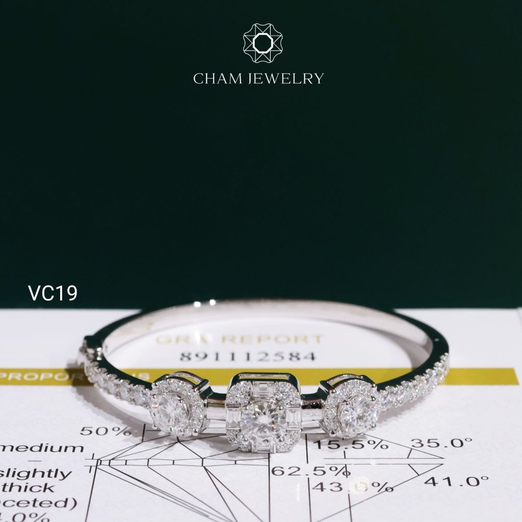 Vòng Tay VC19 CHAM JEWELRY, Vòng Full Moissanite Chủ 5.4mm (Barcode OHV02).