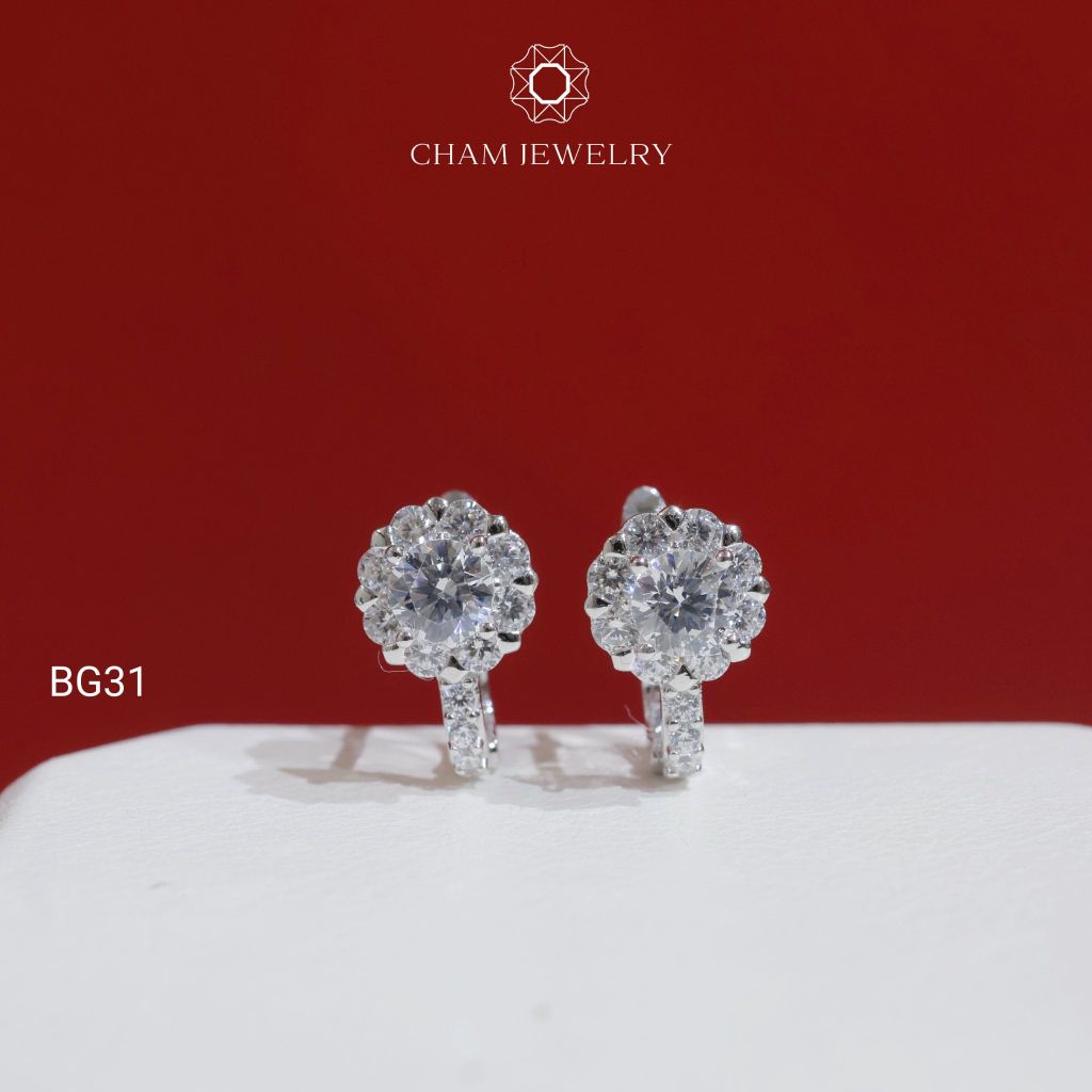 Hoa Tai CHAM JEWELRY BG31, Hoa Tai Tròn Hoa, Chủ 5.0mm (Barcode TBG1053)