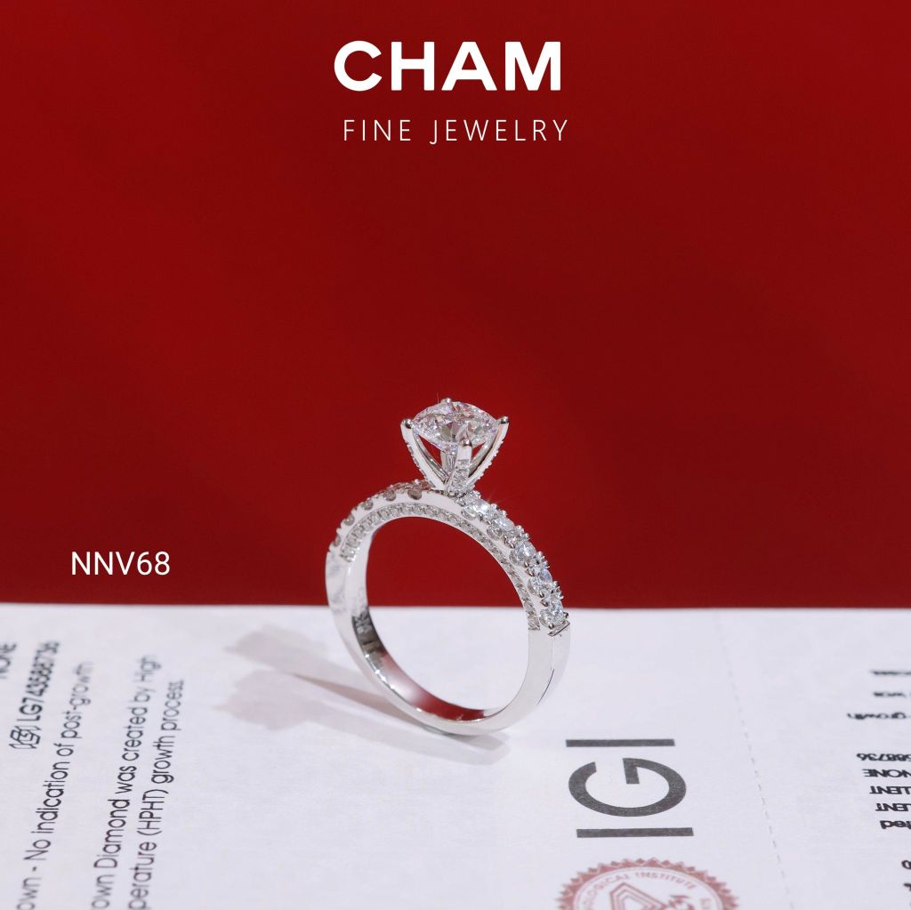 Nhẫn Nữ NNV68 Vàng 10k Chủ 6.3 Kim Cương Lab Grown Diamond