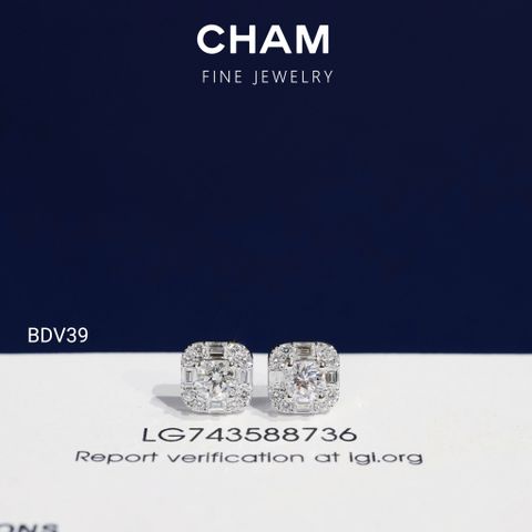Hoa Tai BDV39 Vàng 10k Chủ 4.0mm Kim Cương Lab Grown Diamond