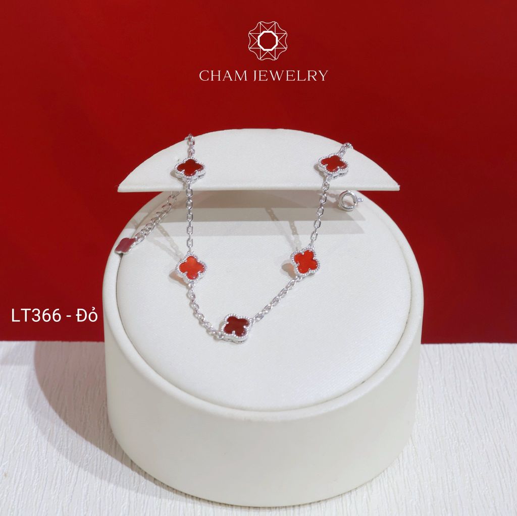 Lắc Tay LT366 CHAM JEWELRY , Lắc Cỏ 4 Lá Bản 6.0mm (Barcode TLT1398).