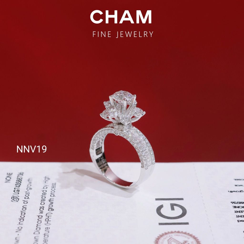 Nhẫn Nữ NNV19 Chủ 6.3mm Vàng 10k Kim Cương Lab Grown Diamond