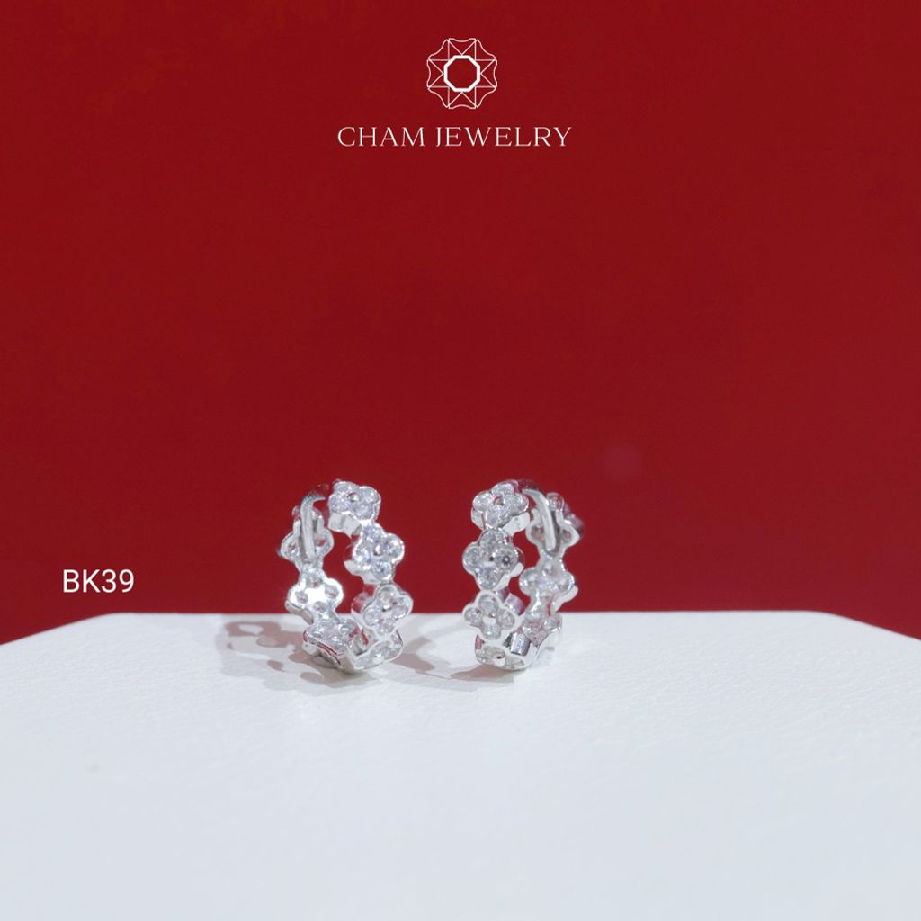Hoa Tai BK39 CHAM JEWELRY, Hoa Tai Khoen Cỏ 4 Lá (Barcode TBK310).
