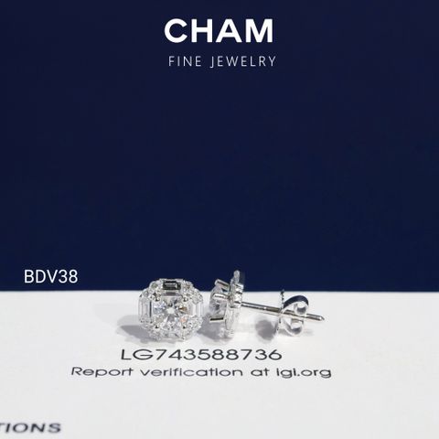 Hoa Tai BDV38 Vàng 10k Chủ 4.5mm Kim Cương Lab Grown Diamond