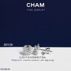 Hoa Tai BDV38 Vàng 10k Chủ 4.5mm Kim Cương Lab Grown Diamond