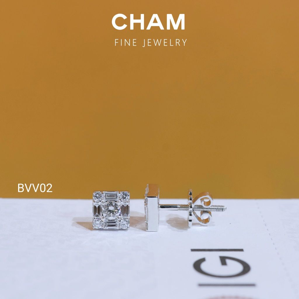 Hoa Tai BVV02 Chủ 3.0mm D VVS2 Vàng 10k Kim Cương Lab Grown Diamond