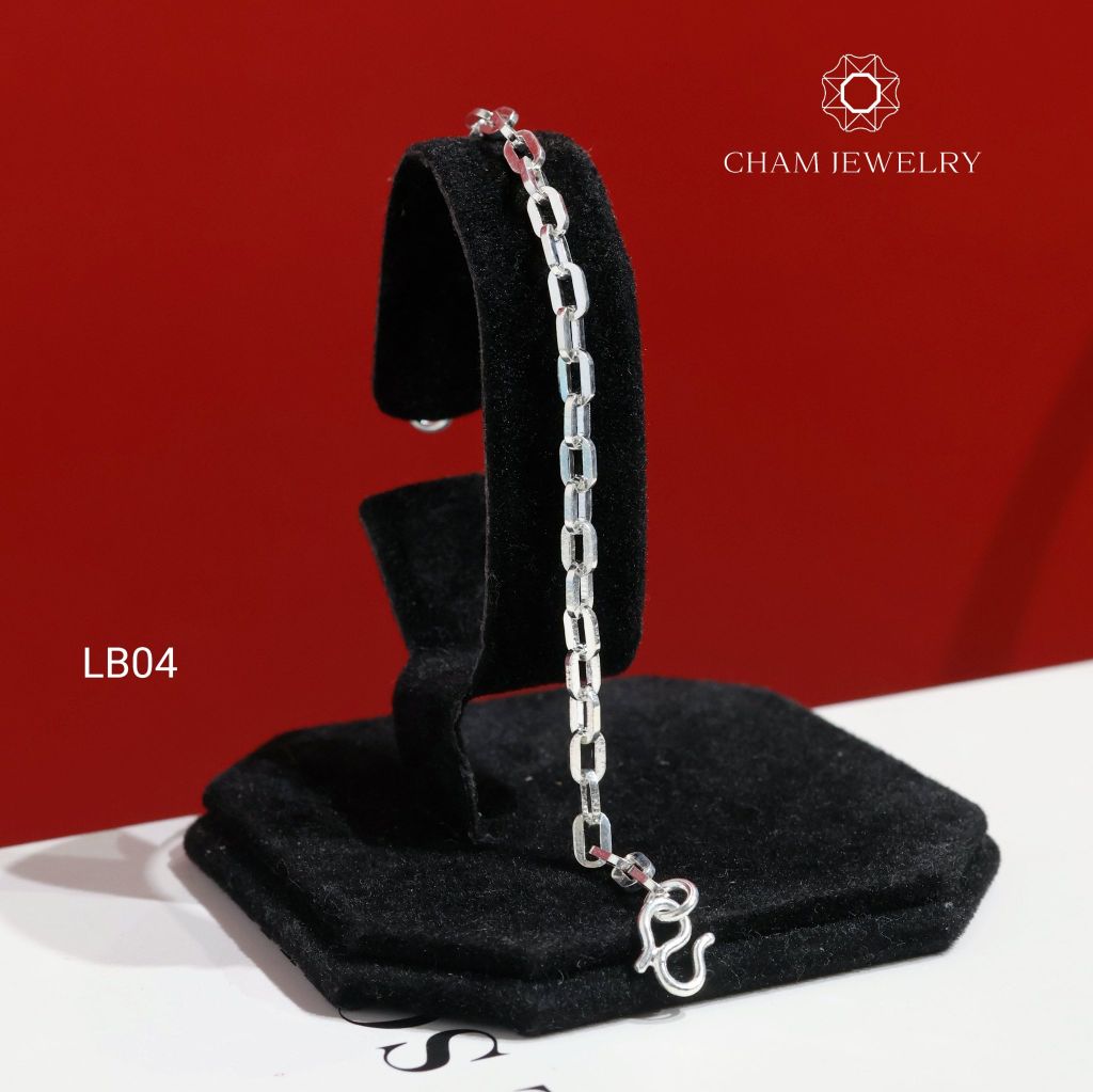 Lắc Tay Bé LB04 CHAM JEWELRY, Lắc Tay Xích Bản 4.0mm (Barcode TLBC636)