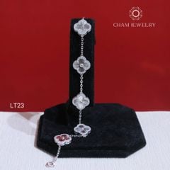 Lắc Tay LT23 CHAM JEWELRY, Lắc Tay 4 Lá Viền Tấm, Bản 10.0mm (Barcode TLT1409).