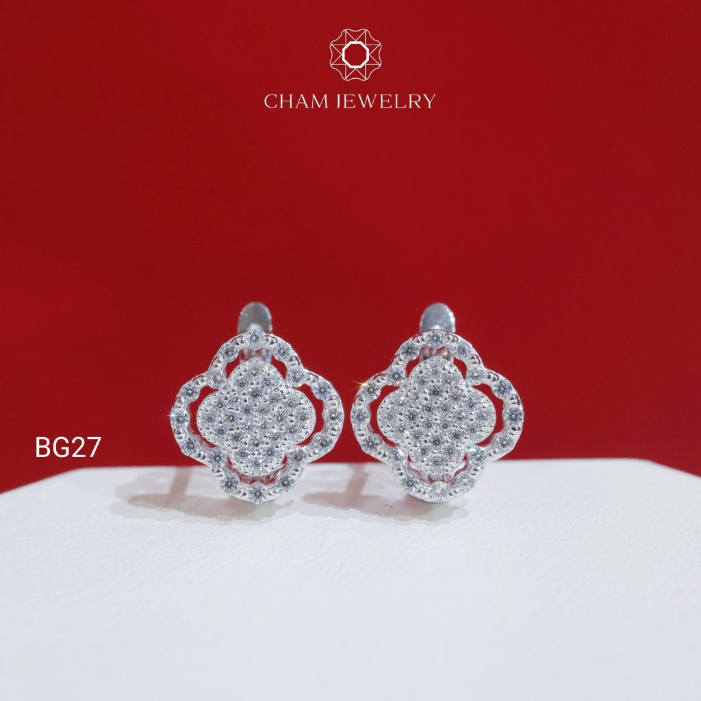 Hoa Tai BG27 CHAM JEWELRY, Hoa Tai cỏ 4 Lá (Barcode TBG1040).