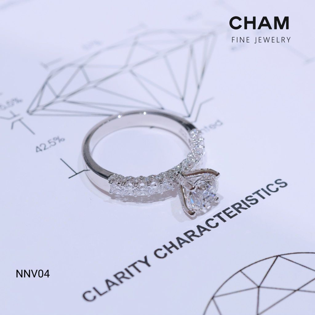 Nhẫn Nữ NNV04 Chủ 6.3mm D VVS1 Vàng 10k Kim cương Lab-grown