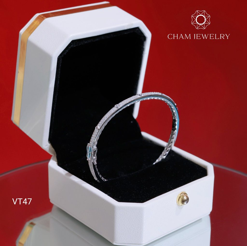 Vòng Tay VT47 CHAM JEWELRY, Vòng Cariter Full Đá, Bản 3.0mm (Barcode CV5849)