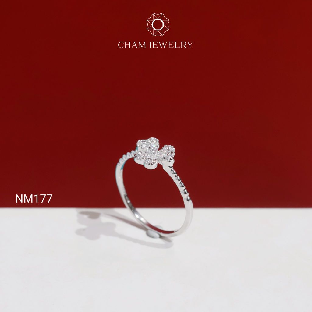 Nhẫn NM177 CHAM JEWELRY, Nhẫn Kiểu Cỏ 3 Lá (Barcode TNT868).