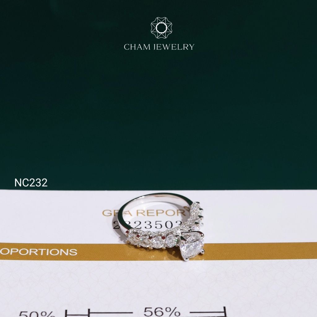 Nhẫn NC232 CHAM JEWELRY, Nhẫn Full Đá Moissanite Chủ 6.3mm (Barcode ONNU301)