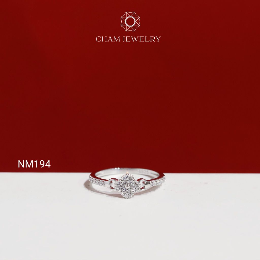 Nhẫn NM194 CHAM JEWELRY, Nhẫn Cỏ 4 Lá Trắng ( C-NRS366(B7) ).