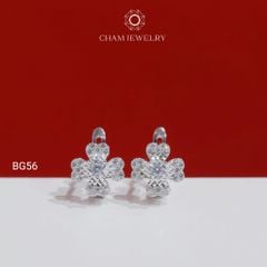 Hoa Tai BG56 CHAM JEWELRY, Hoa Tai Kiểu Cỏ 4 Lá Trái Tim, Chủ 3.5mm (Barcode TBG1109).