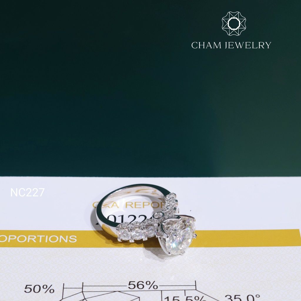 Nhẫn NC227 CHAM JEWELRY, Nhẫn Full Đá Moissanite Chủ 10.0mm (Barcode OCNN87)