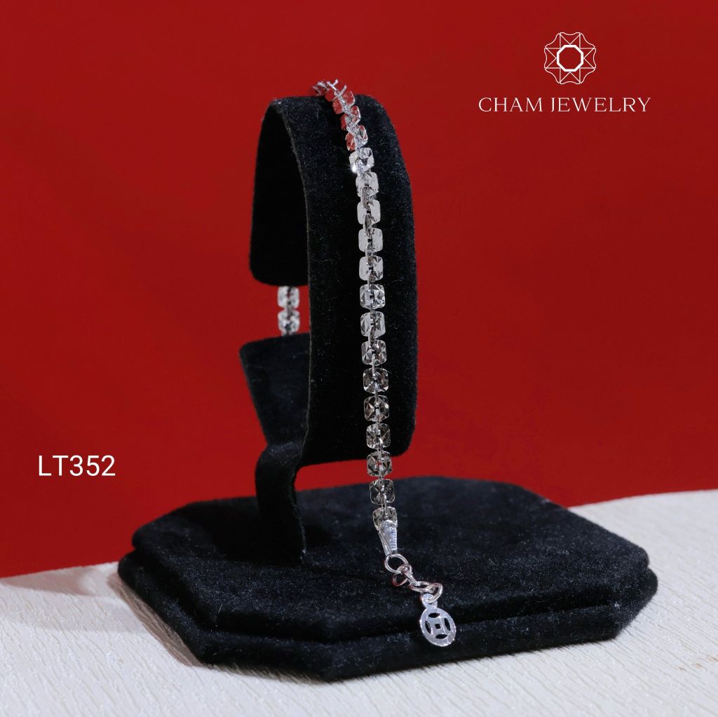 Lắc Tay LT352 CHAM JEWELRY , Xoắn Vuông 4.0mm Charm Cỏ 4 Lá (Barcode TLBC666).